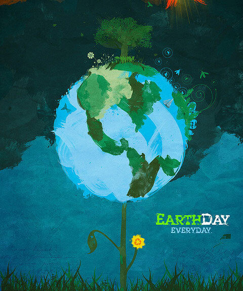 A digital oil painting poster for Earth Day